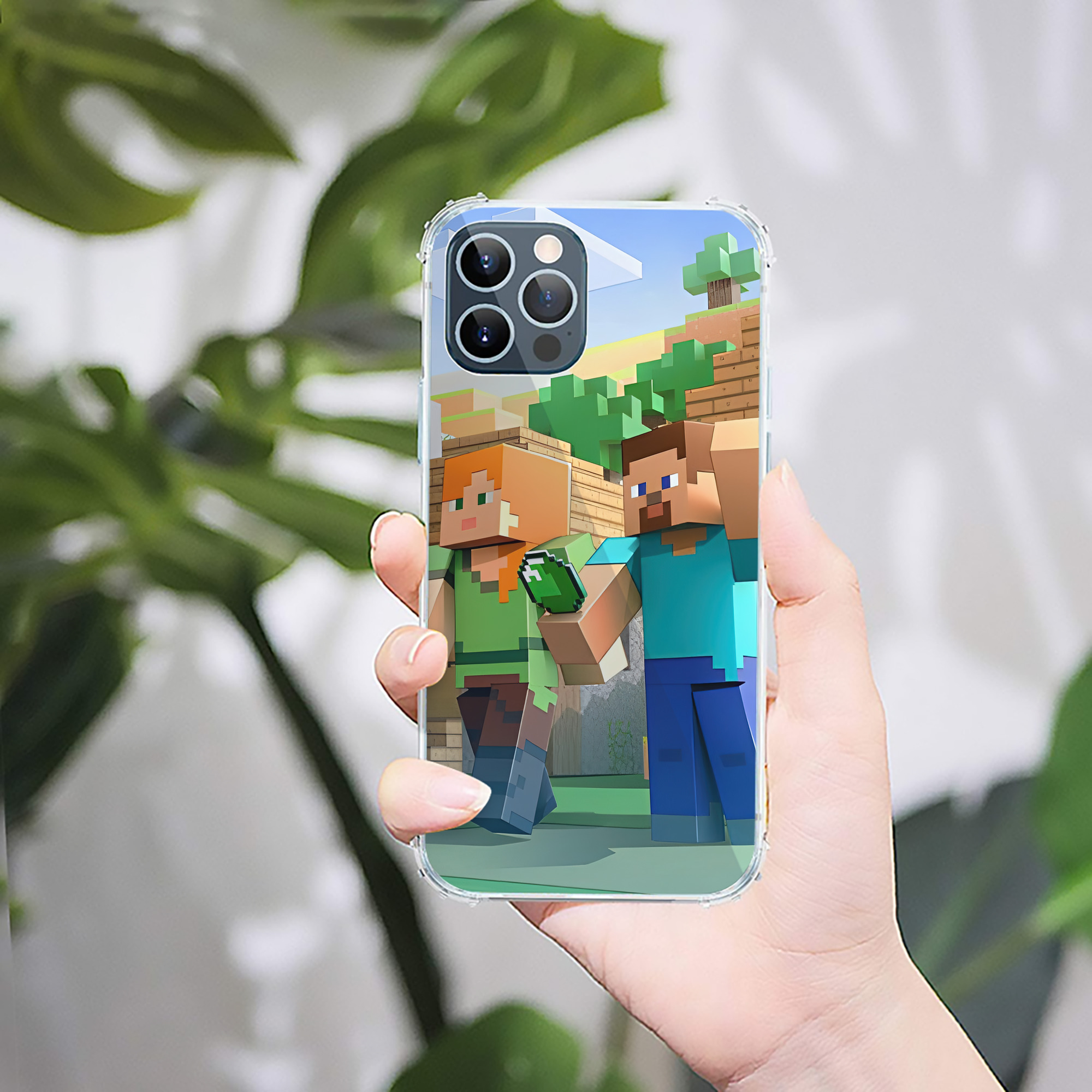 （画像用） マインクラフト ブロックの世界 Minecraft MC Block world 【iPhone 12シリーズ対応】透明スマホケース（クリアソフトケース）